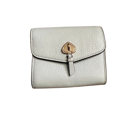 Kate Spade Marti Small Flap Bifold Wallet Light Blue Pebbled Leather - Picture 1 of 5